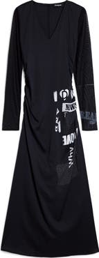 Desigual Print Long Sleeve Maxi Dress