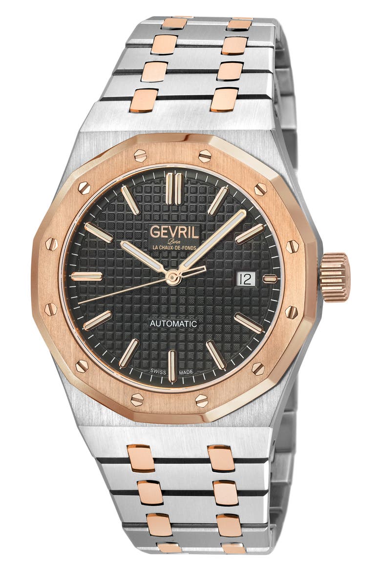 Gotham Automatic Bracelet Watch, 41mm, Main, color, SILVER/ ROSE GOLD