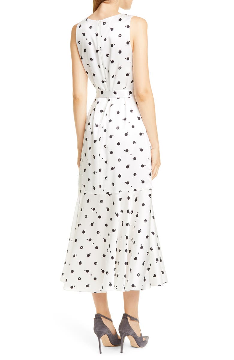 Rosetta Getty Bauhaus Dot Print Silk Charmeuse Midi Dress, Alternate, color,
