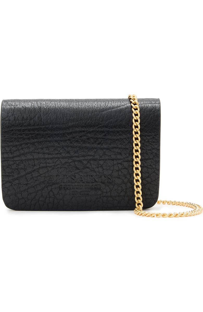 AllSaints The Honore Leather Cardholder, Main, color, Black