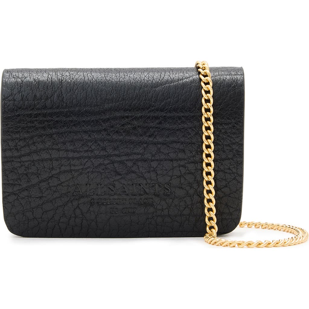 Allsaints Womens Honore Leather Crossbody Wallet Bag Black In Black