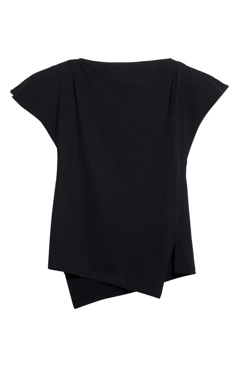 Isabel Marant Sebani Asymmetric Raw Edge Cap Sleeve Cotton Blouse, Alternate, color, 