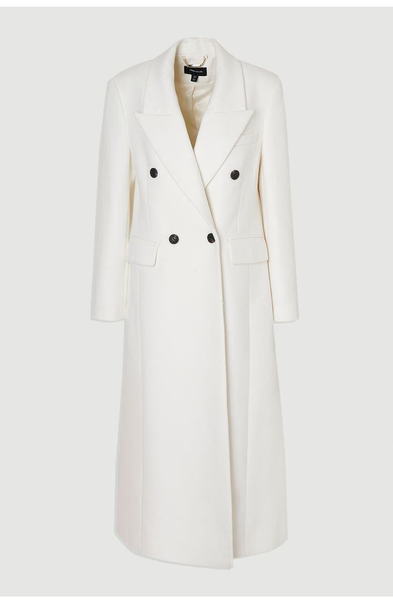 Karen Millen Brushed Wool Double Breasted Maxi Coat, Alternate, color, Ivory