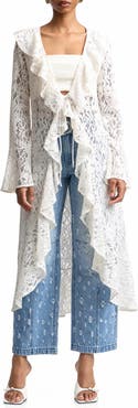Avec Les Filles Ruffle Lace Longline Cardigan