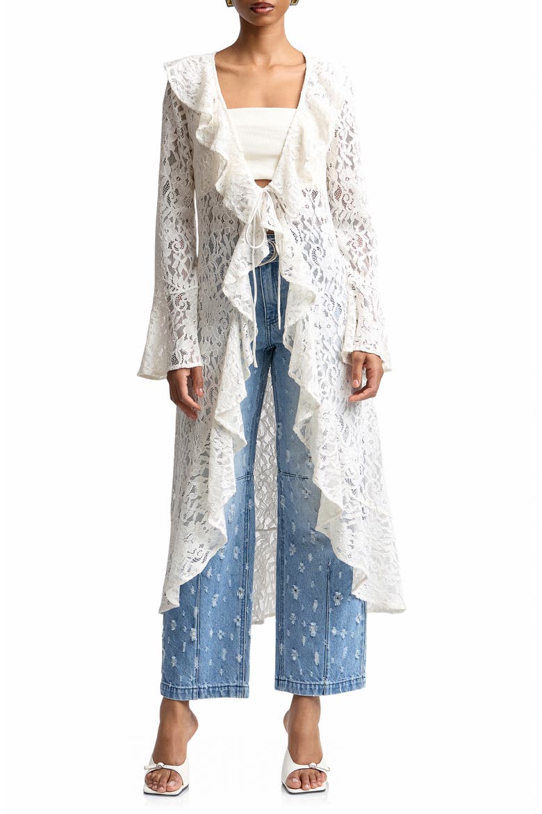 Ruffle Lace Longline Cardigan video