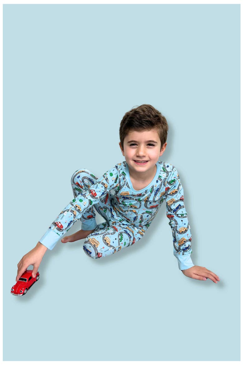 Kids Organic Two-Piece Pajama Set in Cars, Alternate, color, BLUE MULTI
