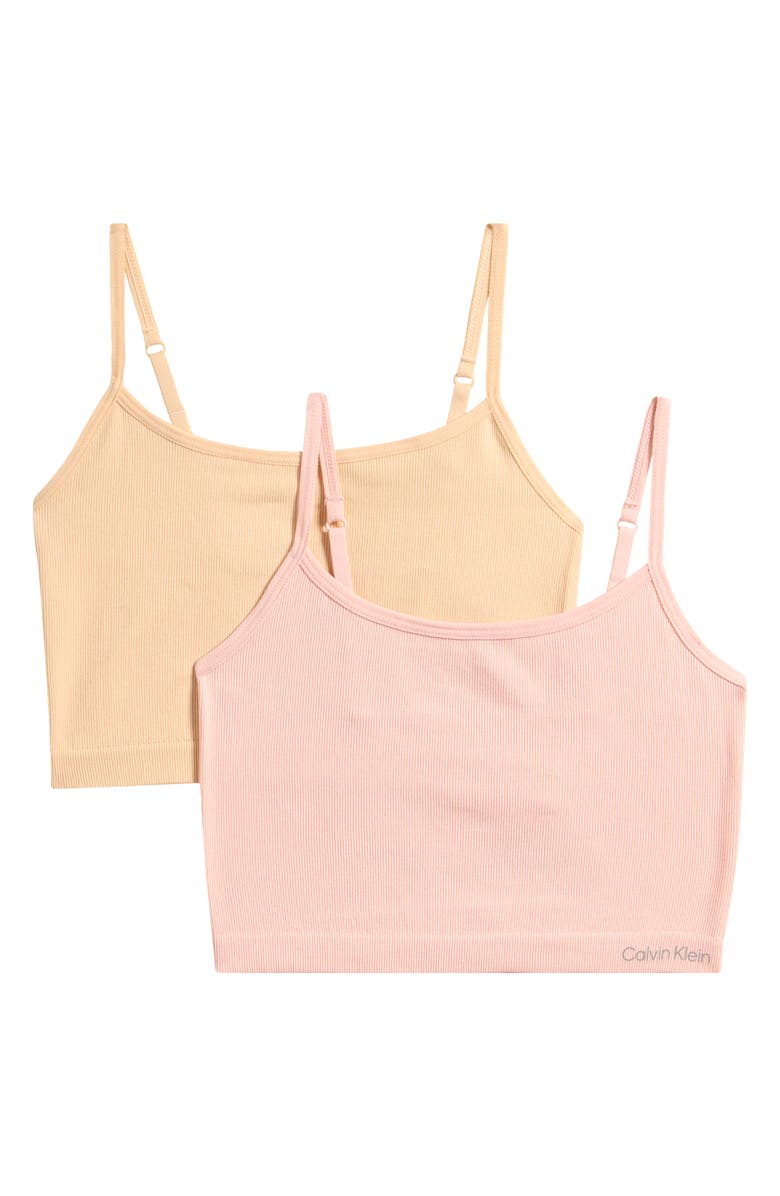 Calvin Klein Kids' Seamless Knit Brami Bralette - Pack of 2, Main, color, Pink/Sand