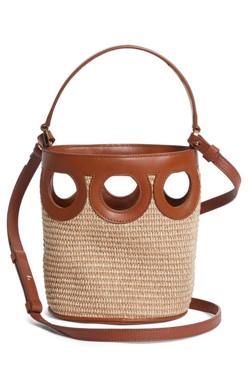 Ferragamo Mini Gancio Outline Raffia Bucket Bag