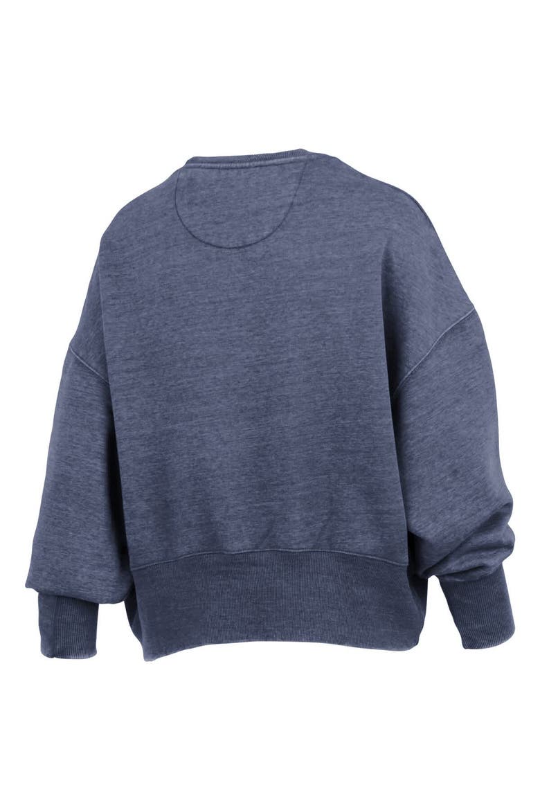 Women's Pressbox Navy Michigan Wolverines Oversized Waist-Length Crewneck Sweatshirt, Alternate, color, Navy
