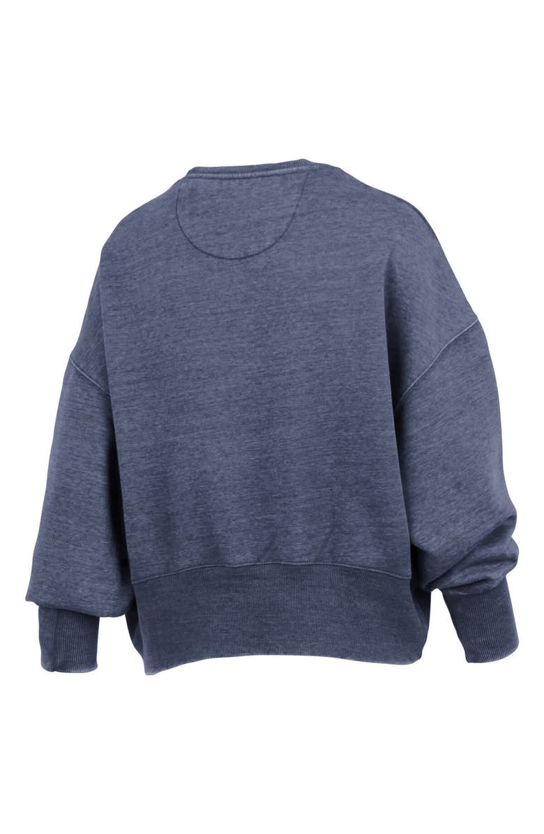 PRESSBOX Women's Pressbox Navy Michigan Wolverines Oversized Waist-Length Crewneck Sweatshirt, Alternate, color, 