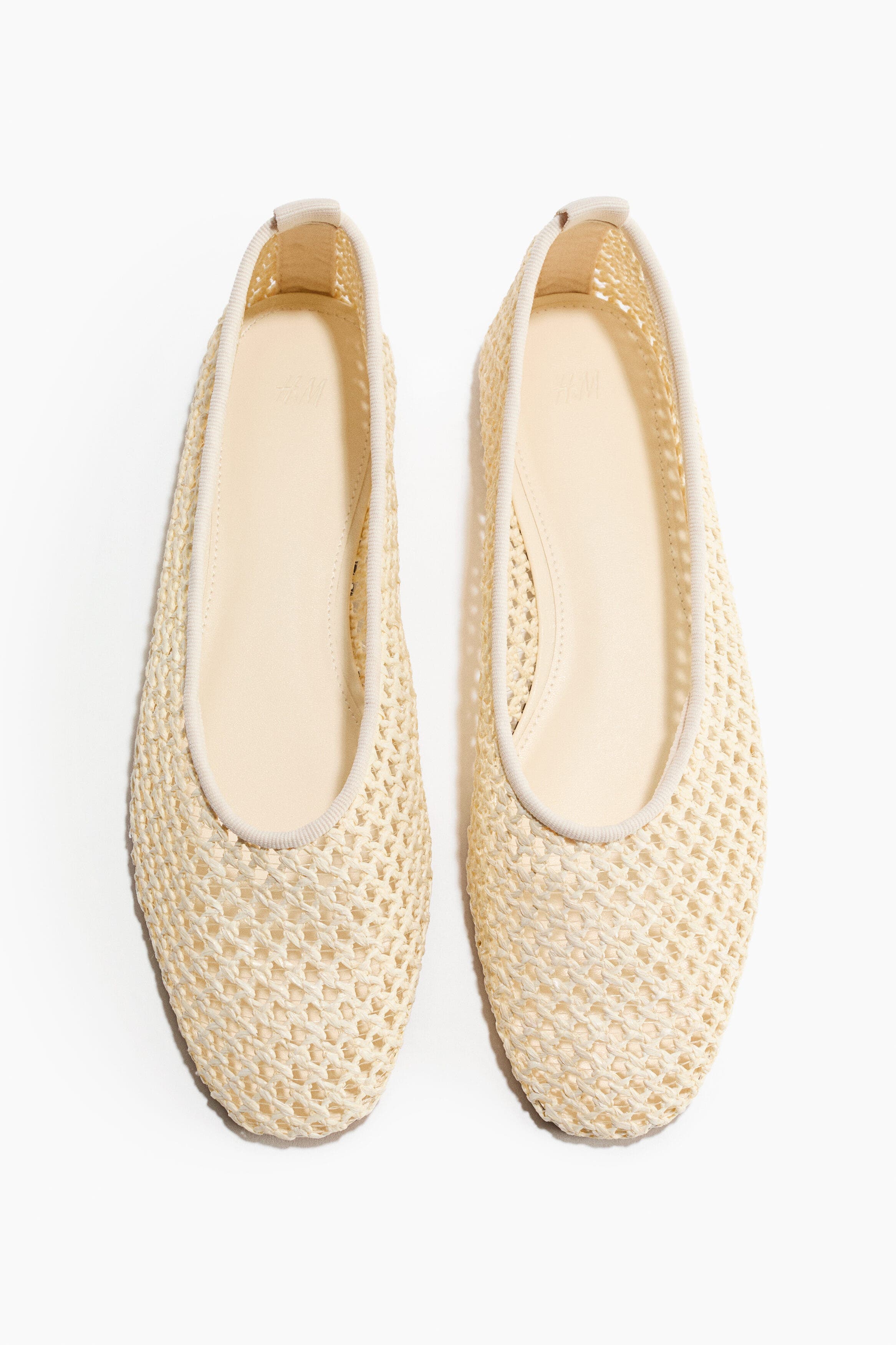 H&M Braided Ballet Flats, Main, color, Cream