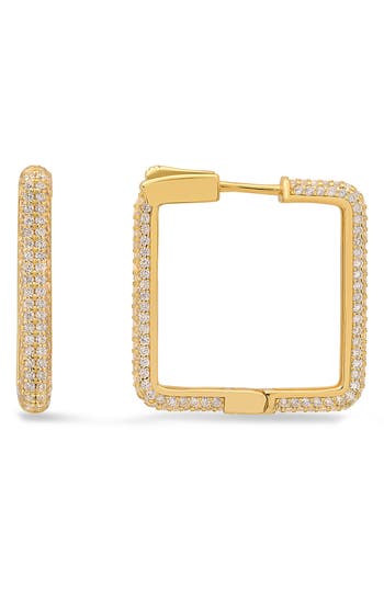 Queen Jewels Cubic Zirconia Pavé Square Hoop Earrings