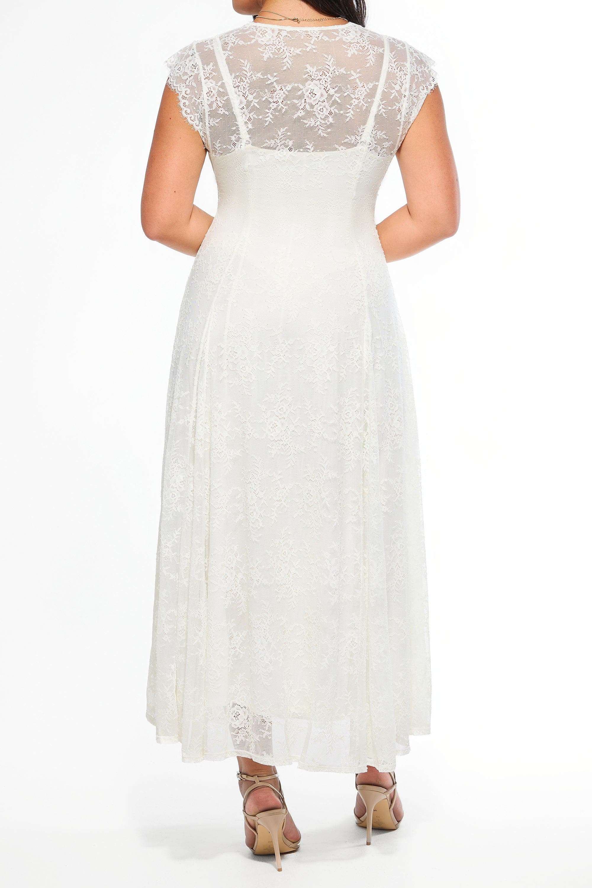 shapewear boho floral lace front slit maxi dress Boho Floral Lace Shapewear Maxi Dress
