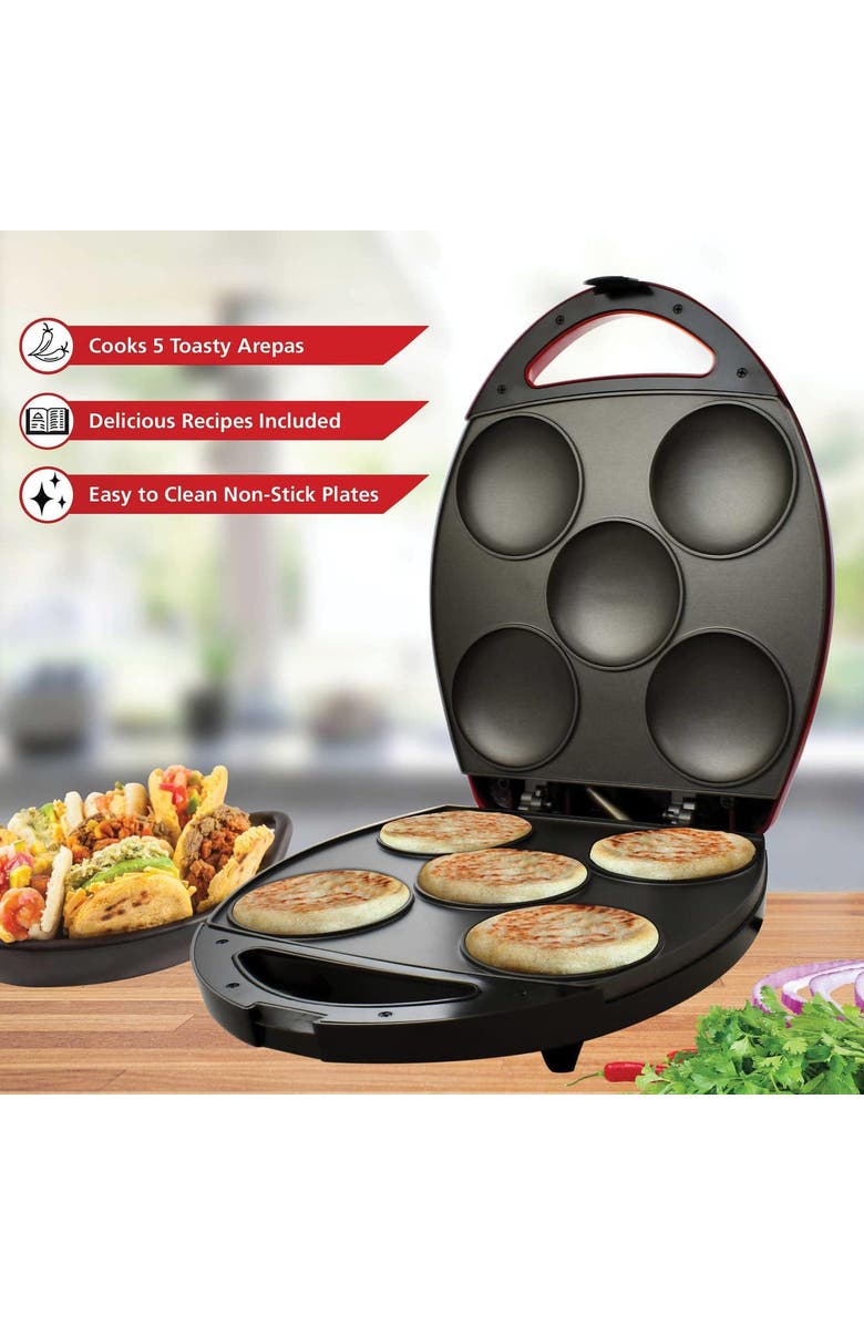 Brentwood Arepa Maker, Alternate, color, Red