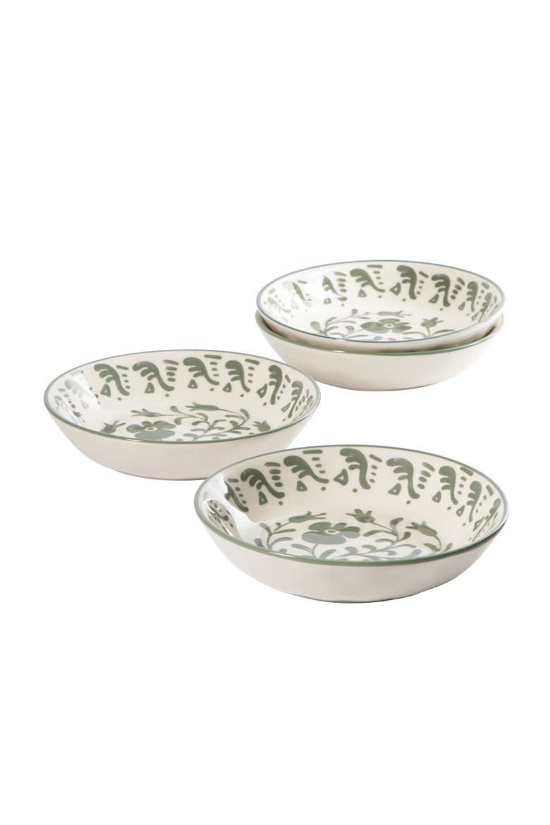 2-Time Oprah's Favorite Things Valencia Flor 4 Piece Stoneware 8in Dinner Bowl Set, Alternate, color, Fern Green