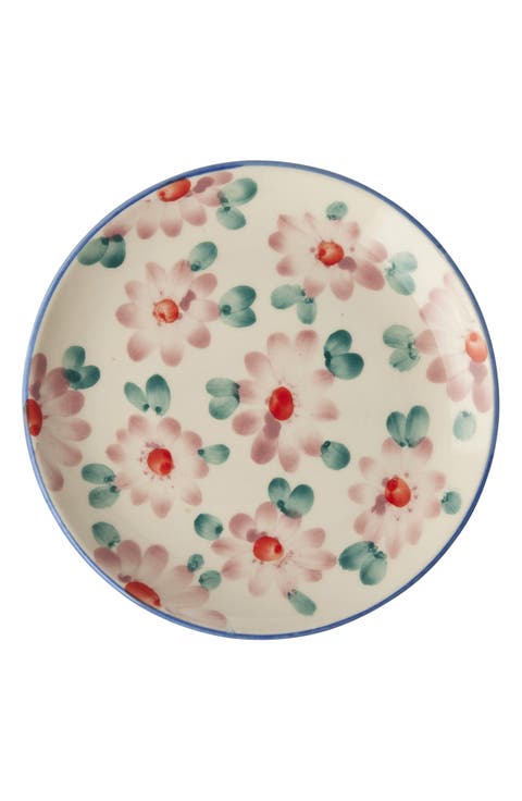 Set of 4 Hand-Painted Ceramic Cake Plates