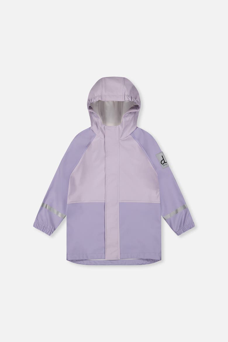 Colorblock Hooded Waterproof Rain Jacket, Main, color, Mauve