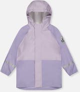 Deux par Deux Colorblock Hooded Waterproof Rain Jacket