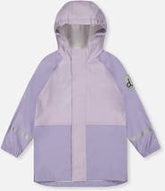 Deux par Deux Colorblock Hooded Waterproof Rain Jacket