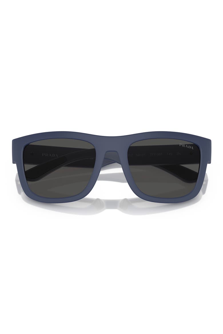 56mm Pillow Sunglasses, Alternate, color, BLUE RUBBER