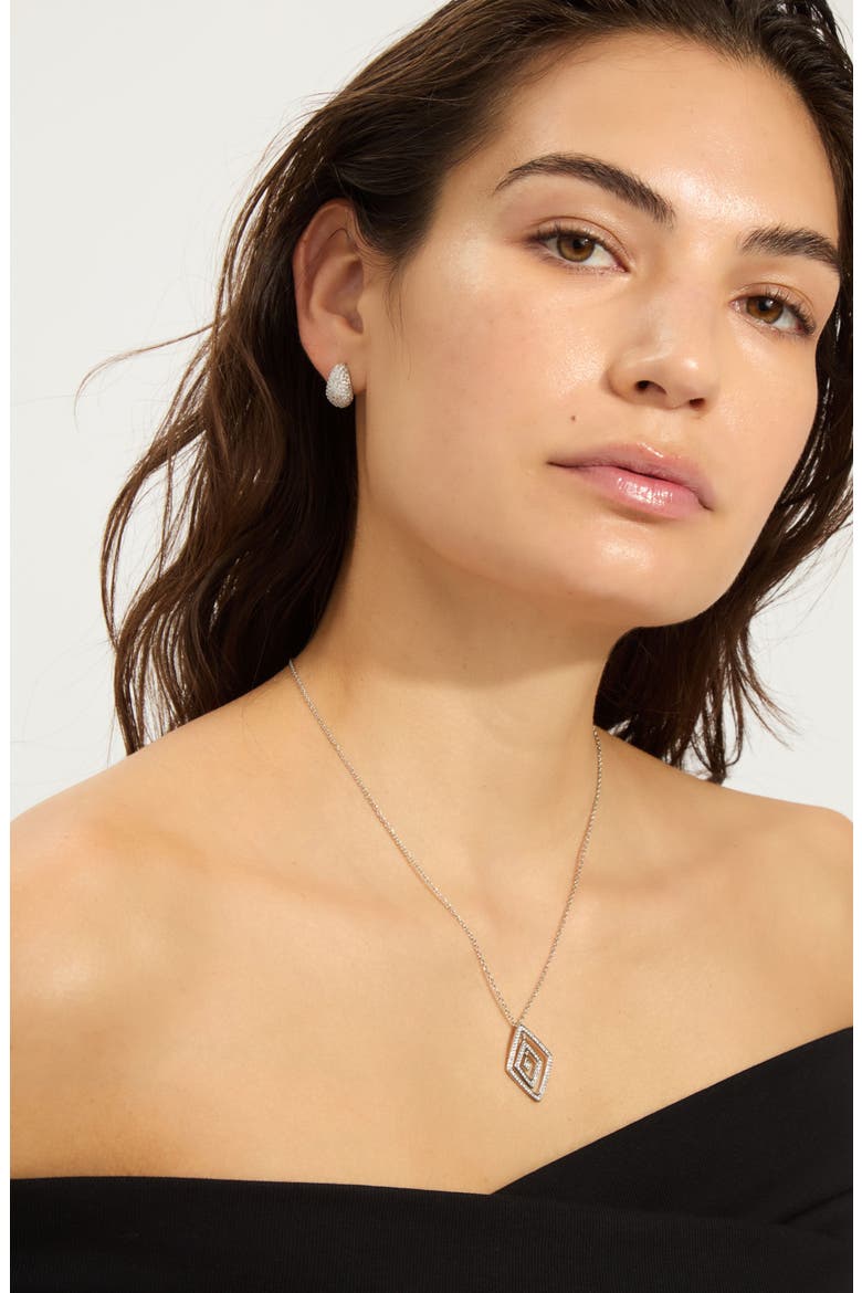 Pavé Pendant Necklace, Alternate, color, SILVER