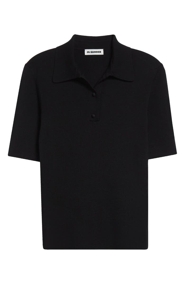 Jil Sander Rib Merino Wool Polo, Main, color, Black