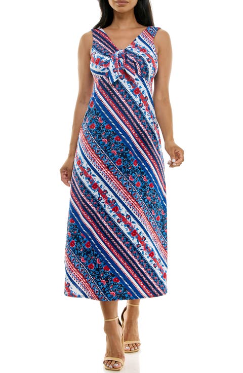 Tie Front Sleeveless Midi Dress