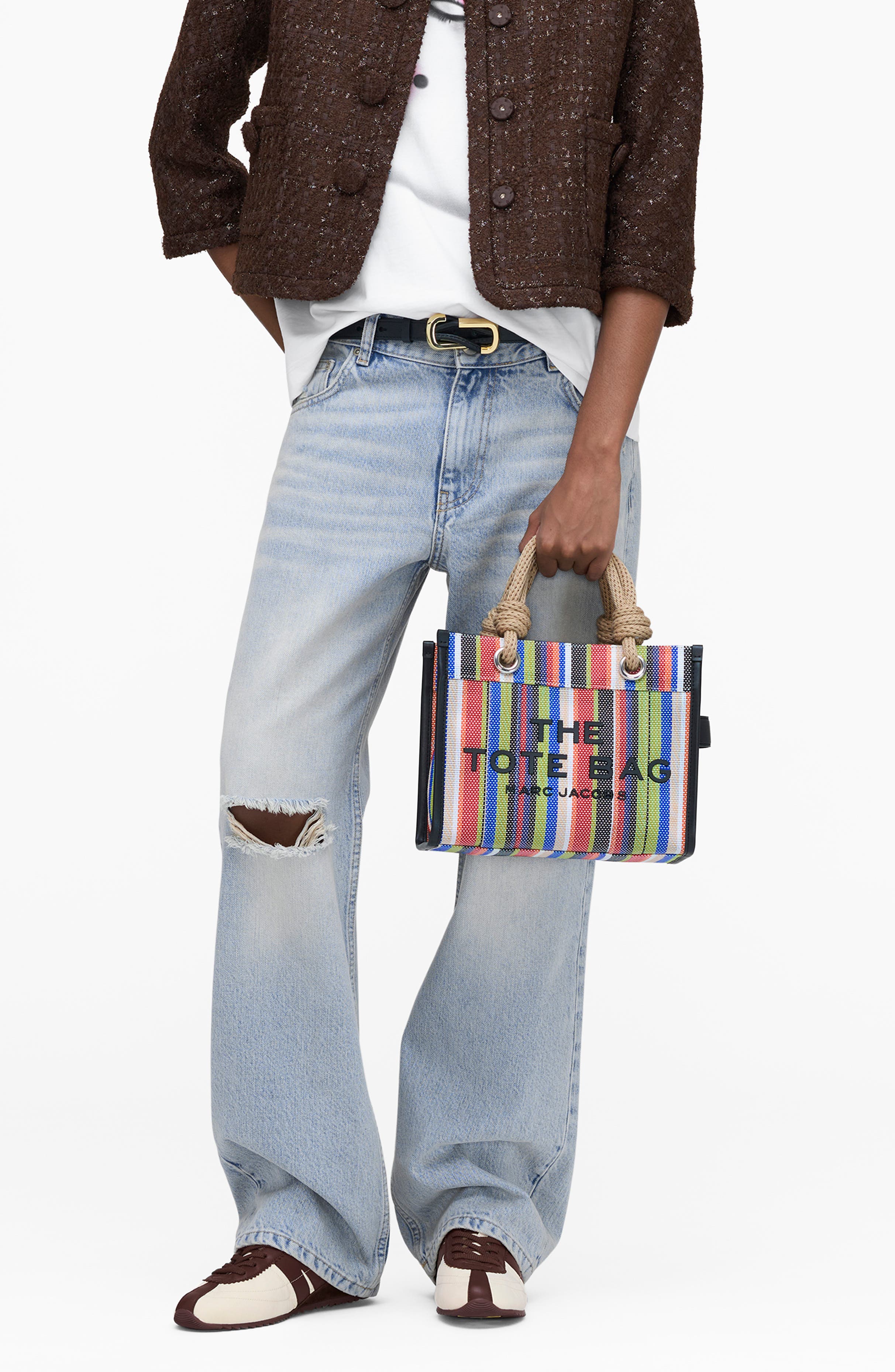 Marc Jacobs The Small Stripe Mesh Tote, Alternate, color, Red Multi