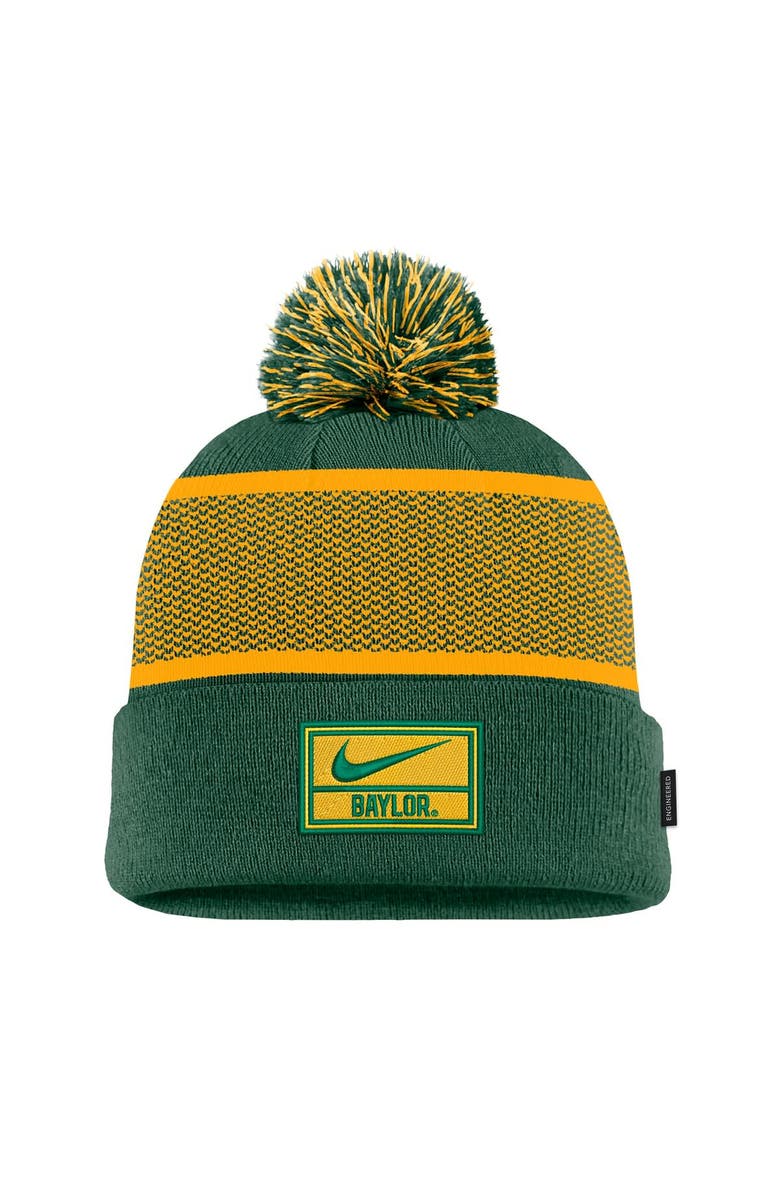 Nike Men's Nike Green Baylor Bears 2024 Sideline Peak Cuffed Knit Hat with Pom, Alternate, color, Green