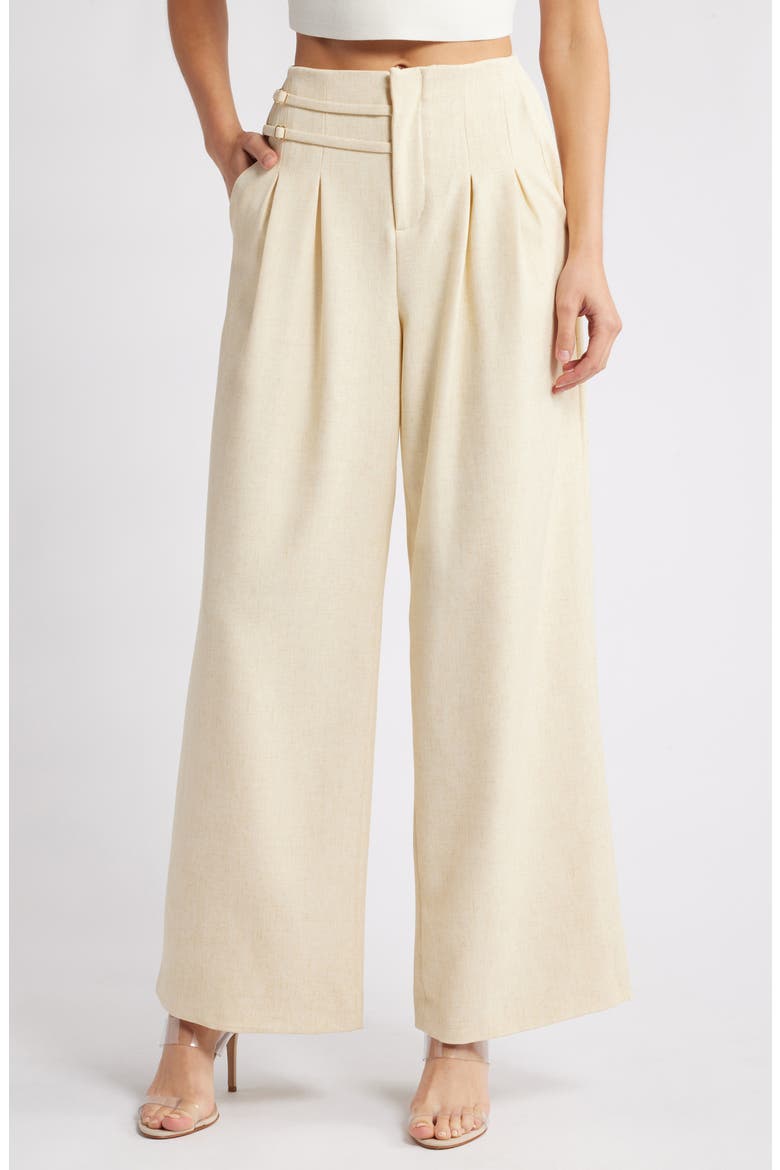 Pleat Front Wide Leg Pants, Main, color, BUTTERSCOTCH