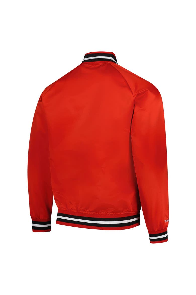 Men's Mitchell & Ness Red Wisconsin Badgers Lightweight Satin Raglan Full-Snap Jacket, Alternate, color, Red