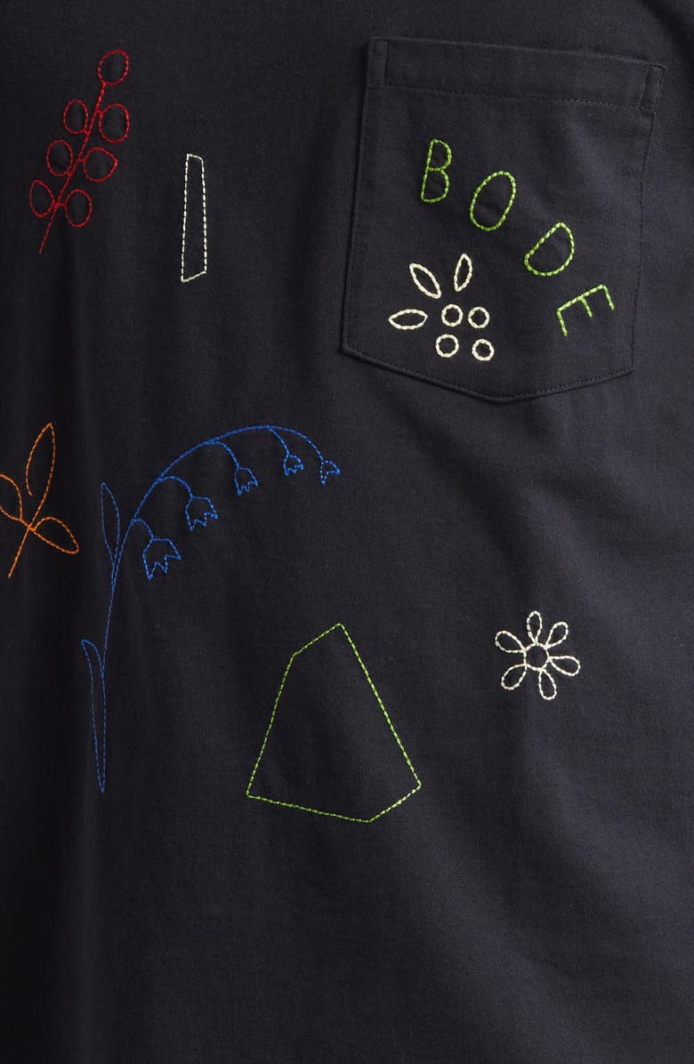 Bode Embroidered Field Guide T-Shirt, Alternate, color, Black