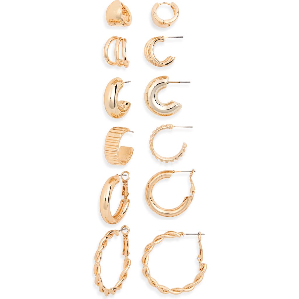 Tasha Set Of 6 Hoop Earrings In Gold
