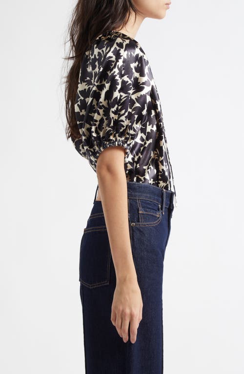 Shop Ulla Johnson Neema Tie Neck Satin Top In Raven