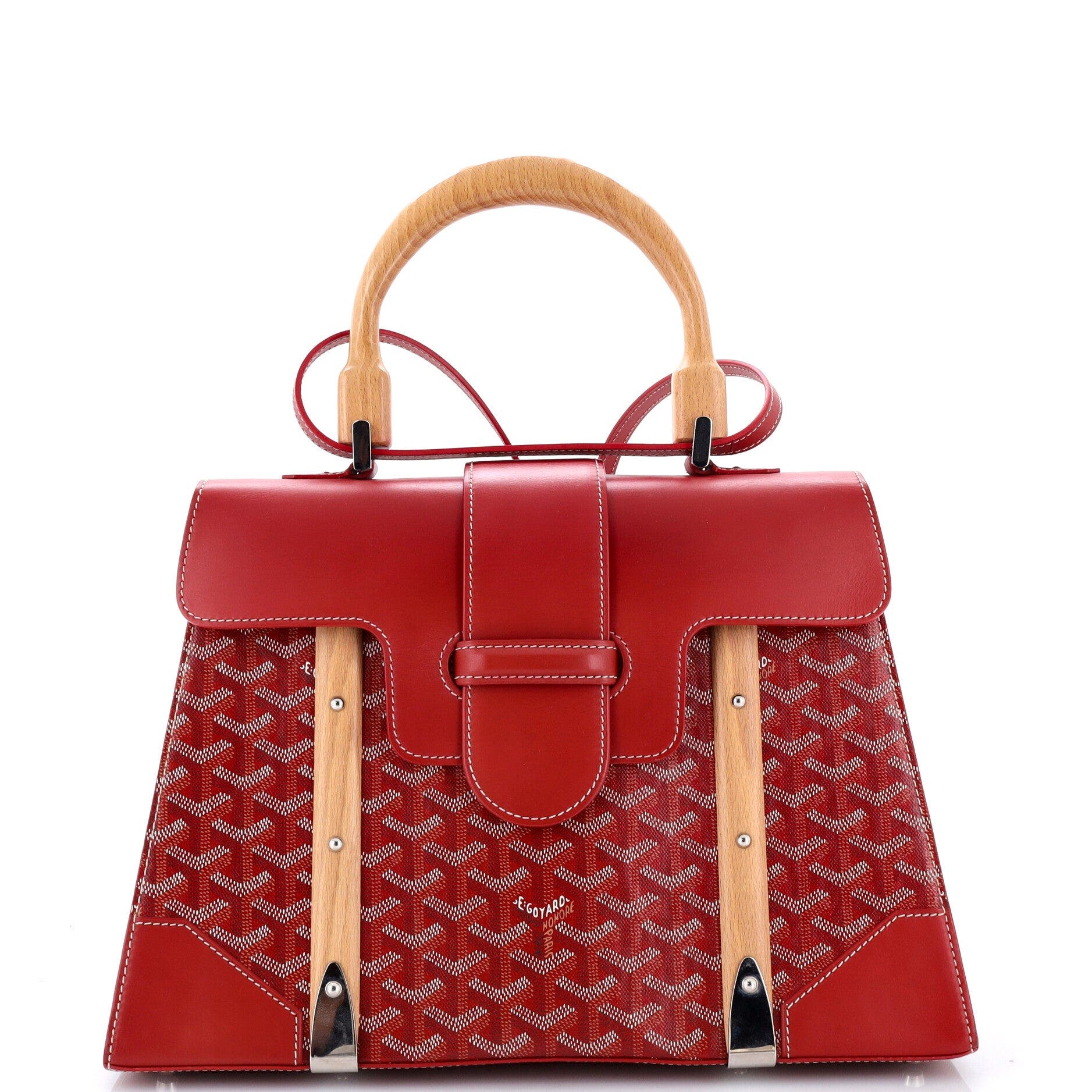 Saigon Top Handle Bag Coated Canvas with Leather MM, Main, color, Red