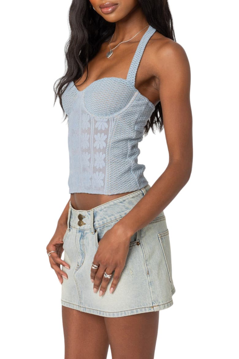 Mixed Lace Halter Top, Alternate, color, BLUE