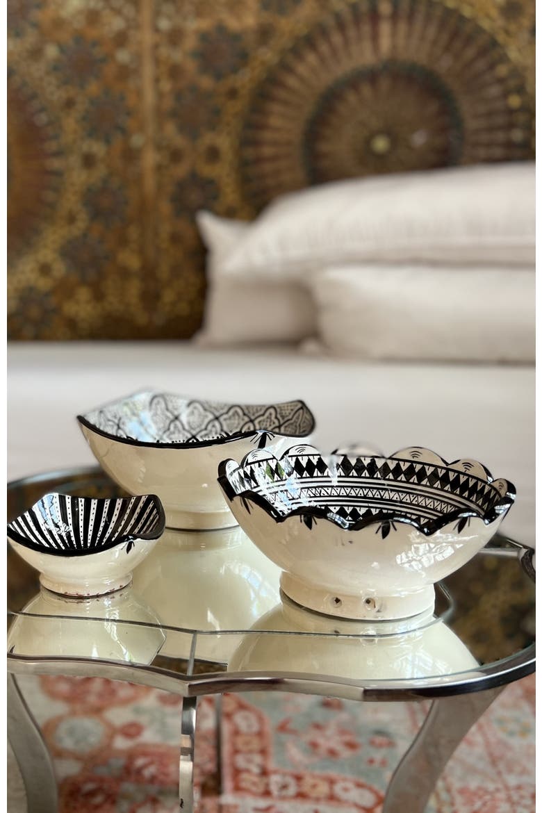 Moroccan Ceramic Nesting Bowls, Alternate, color, Black