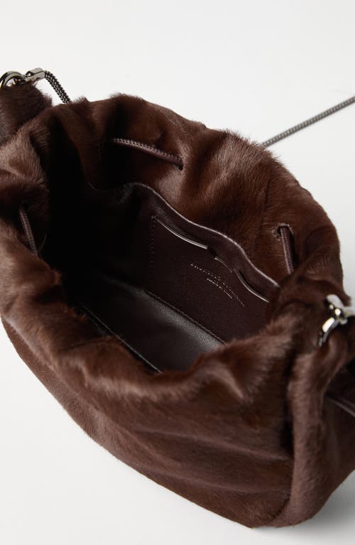 Brunello Cucinelli Calf Hair Mellow Mini Bucket Bag In Brown
