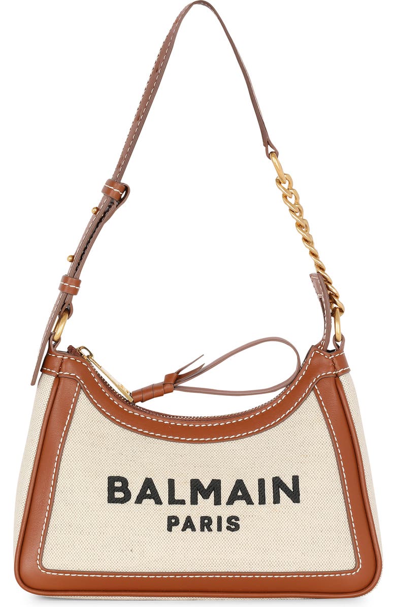 Balmain B-Army Canvas & Leather Shoulder Bag, Main, color,