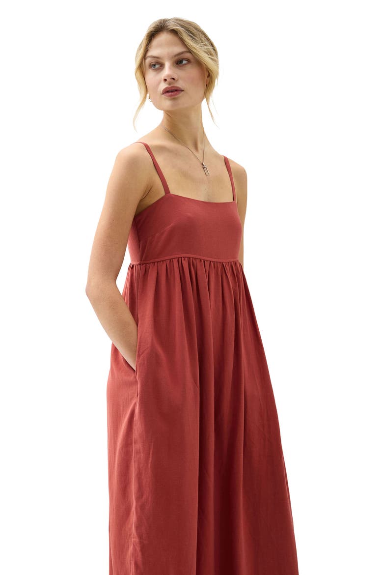 The Linen Maxi Dress, Alternate, color, Marsala