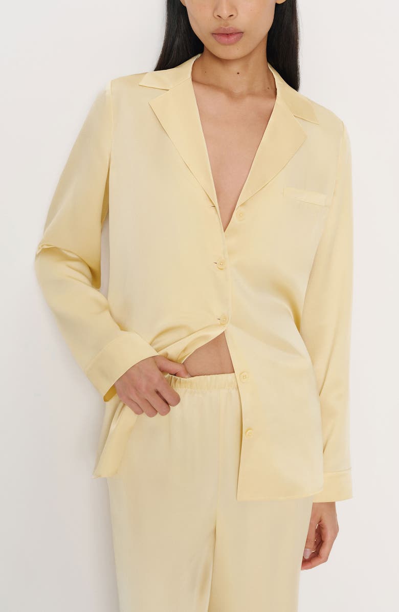 Reformation Ella Silk Satin Pajamas, Alternate, color, Blonde