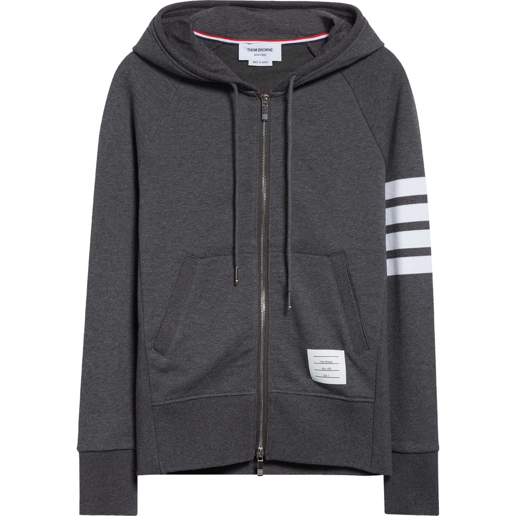 THOM BROWNE THOM BROWNE CLASSIC 4-BAR ZIP COTTON HOODIE