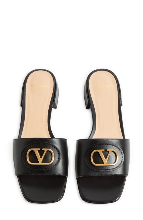Valentino Vlogo Signature Leather Slides In Black