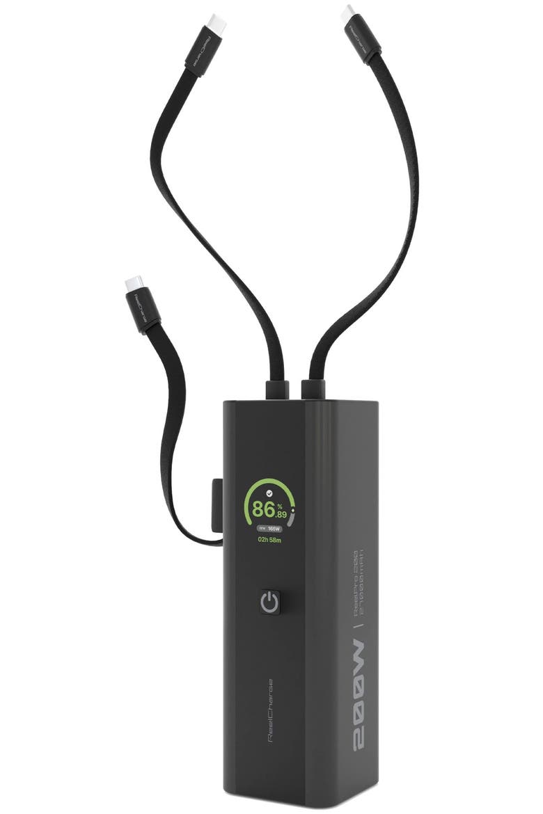 ReelPro 200W Power Bank with Integrated Cable 27,000 mA, Alternate, color, Black