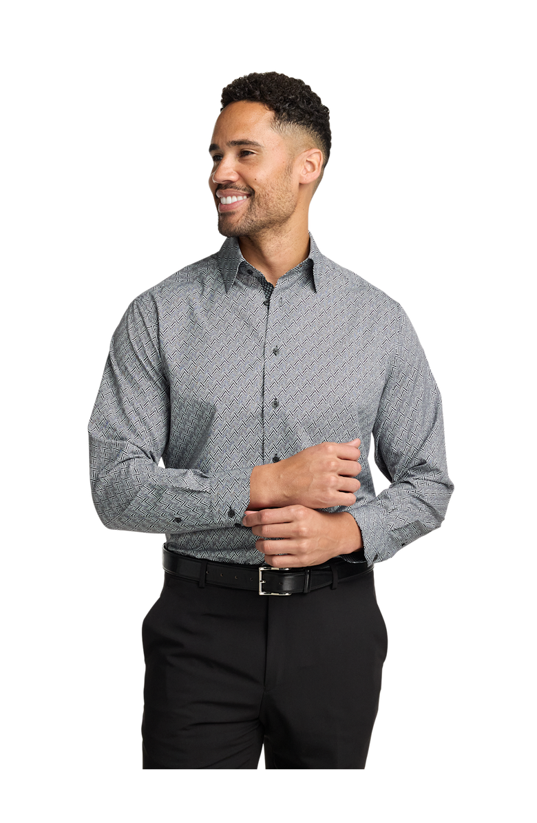 Paul Fredrick Performance Stretch Chevron Casual Shirt, Alternate, color, Black/White