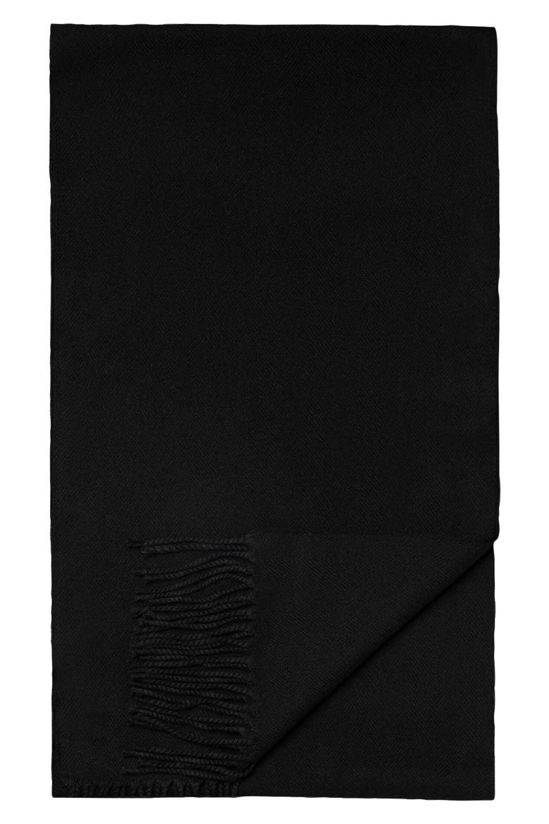 Herringbone Merino Wool Scarf, Alternate, color, BLACK