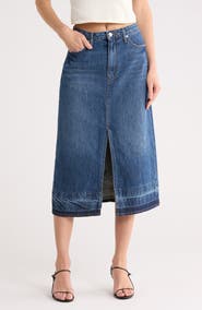 Simkhai Della Released Hem Denim Midi Skirt