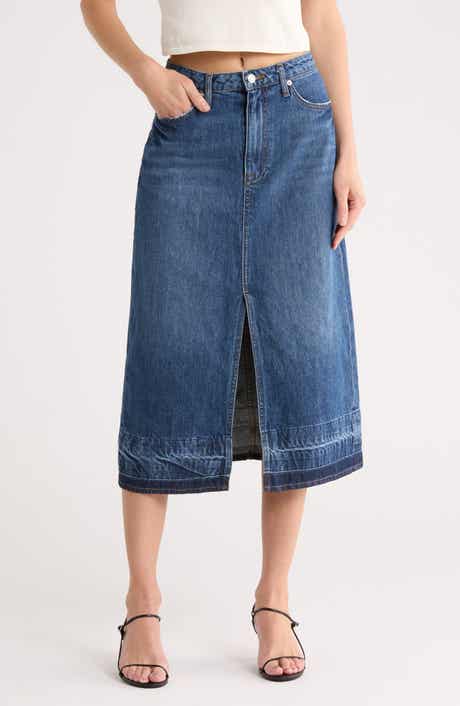 Simkhai Della Released Hem Denim Midi Skirt