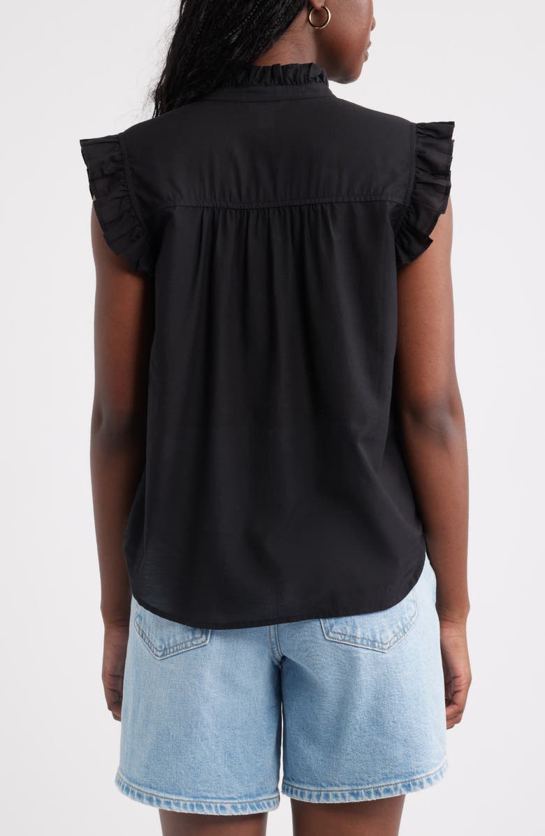 Caslon<sup>®</sup> Ruffle Sleeve Cotton Blend Top, Alternate, color, Black