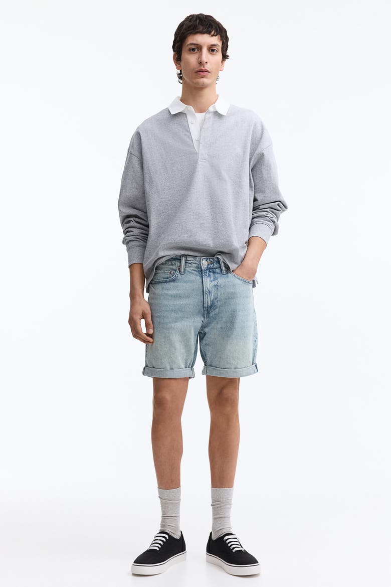 Slim Denim Shorts, Alternate, color, Light denim blue